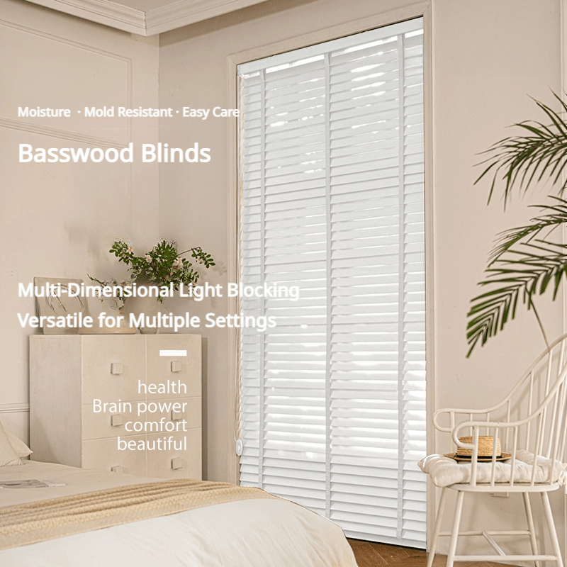 LuxVelum TimberGlow | Premium American Basswood Blinds (Eco-Coated & Moisture Resistant)