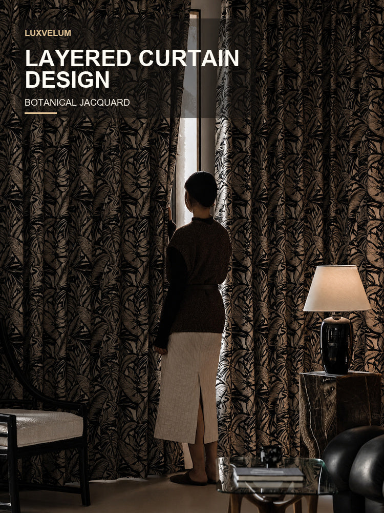 Room-darkening Bali Botanica curtain panels in a styled room