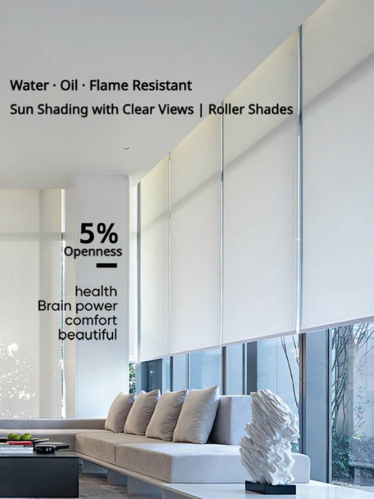 LuxVelum Custom High-Performance Tech-Weave Roller Shades (Flame Retardant & Waterproof)