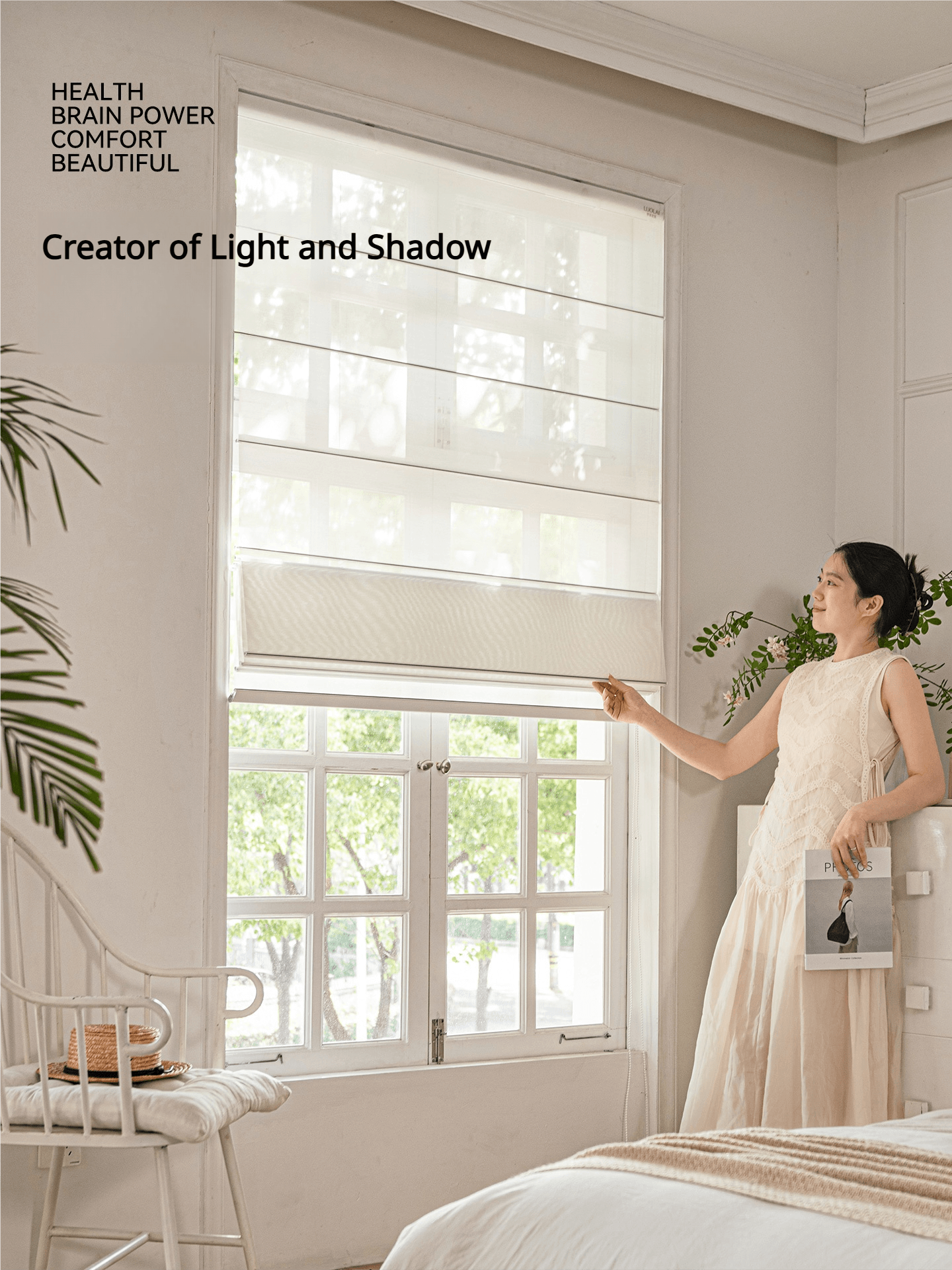 LuxVelum Lumière | French-Inspired Artistic Roman Shades (Linen-Texture & Eco-Certified)