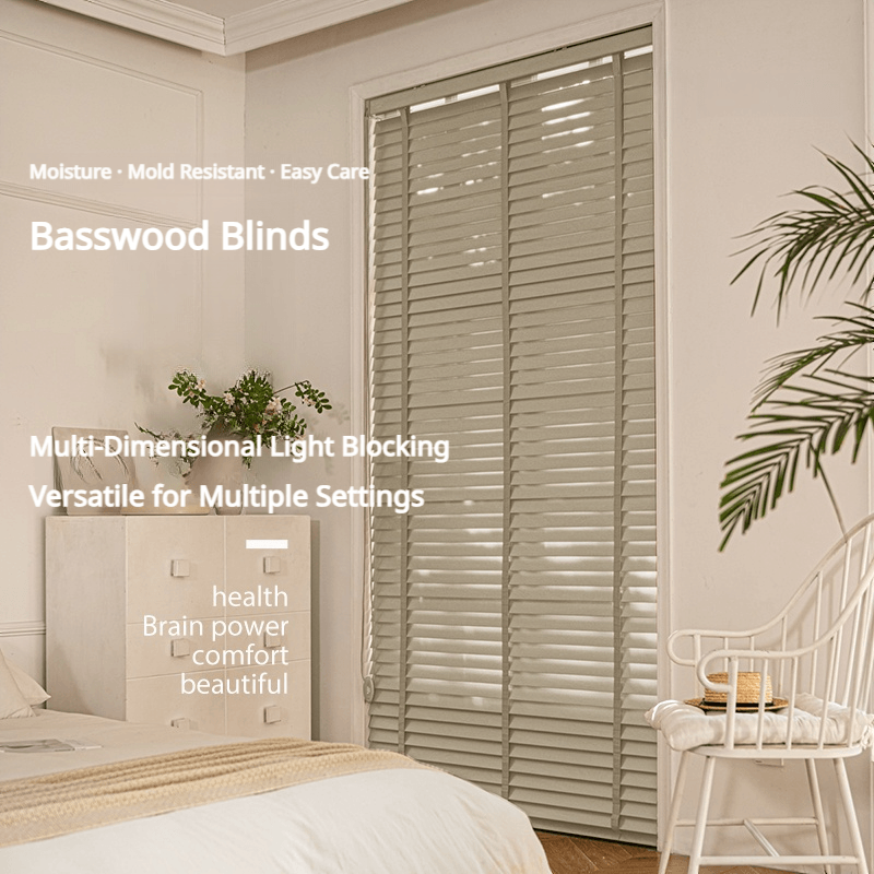LuxVelum TimberGlow | Premium American Basswood Blinds (Eco-Coated & Moisture Resistant)
