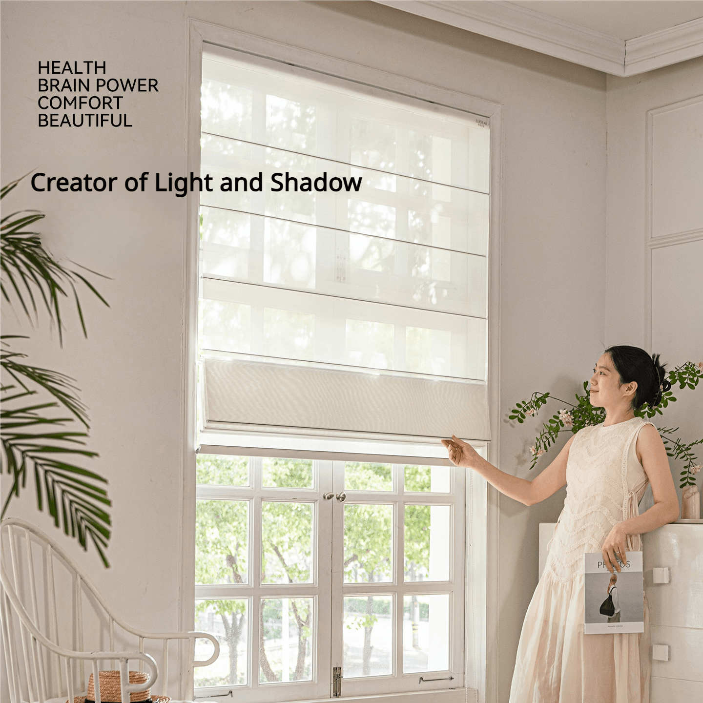 LuxVelum Lumière | French-Inspired Artistic Roman Shades (Linen-Texture & Eco-Certified)