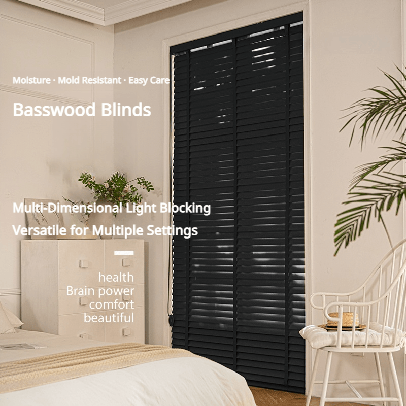 LuxVelum TimberGlow | Premium American Basswood Blinds (Eco-Coated & Moisture Resistant)