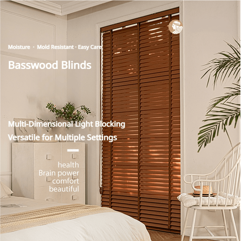 LuxVelum TimberGlow | Premium American Basswood Blinds (Eco-Coated & Moisture Resistant)