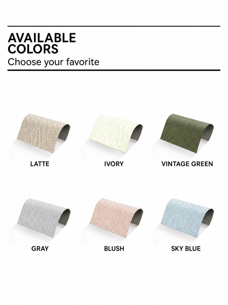 Maupassant chenille curtain colors: Latte, Ivory, Vintage Green, Gray, Blush, and Sky Blue