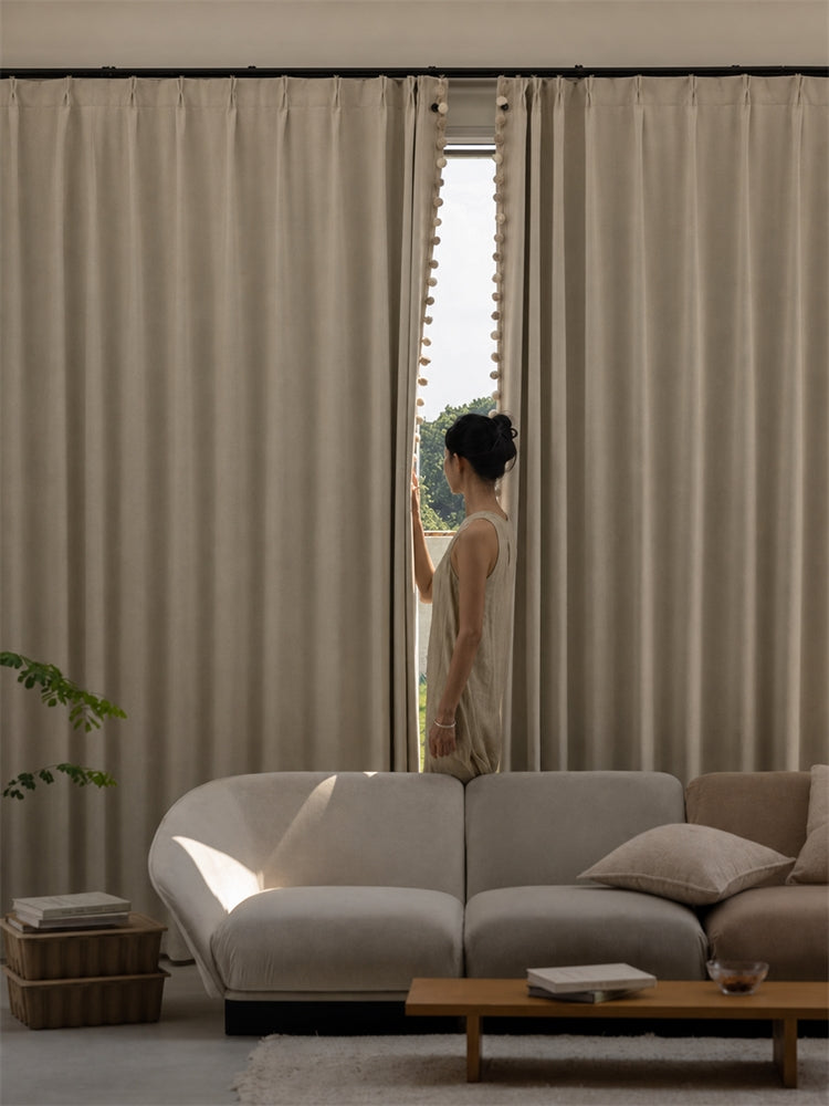 Maupassant room-darkening chenille curtains in a living room