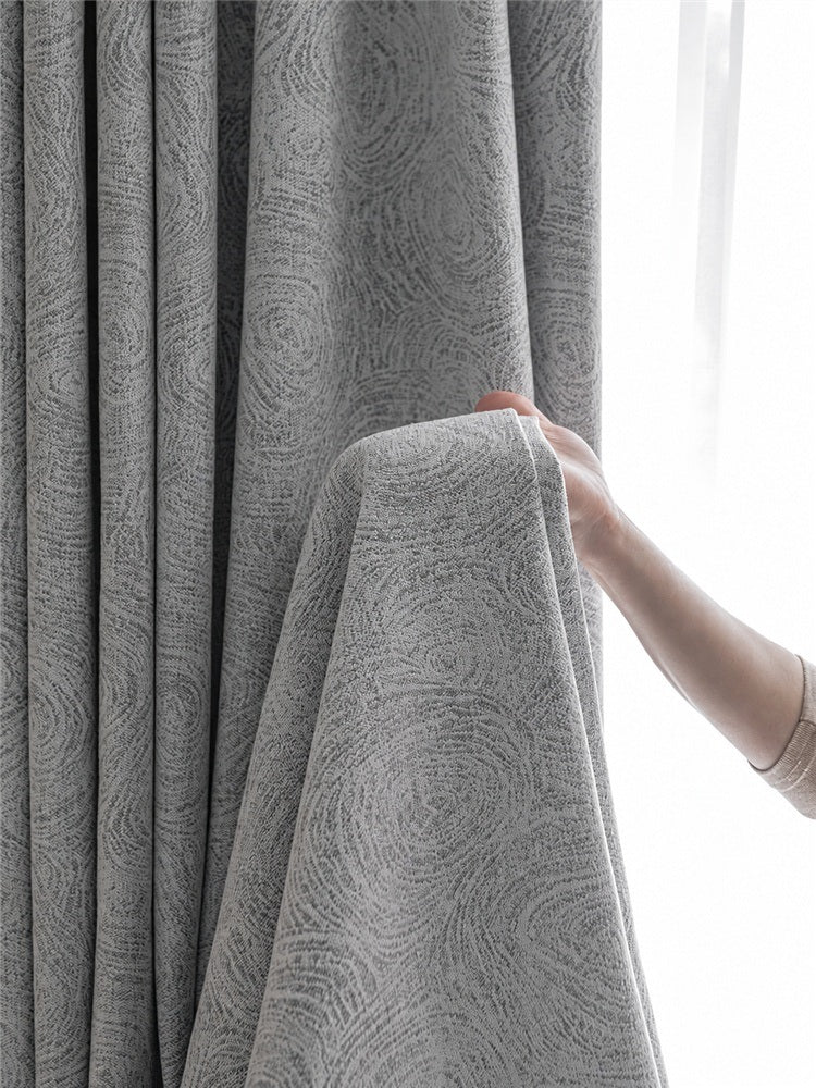 Gray curtain fabric and folded edge